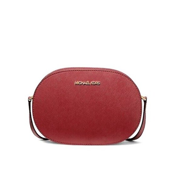 New Michael Kors Jet Set Travel Medium Saffiano Leather Crossbody Dark Cherry - Picture 1 of 3